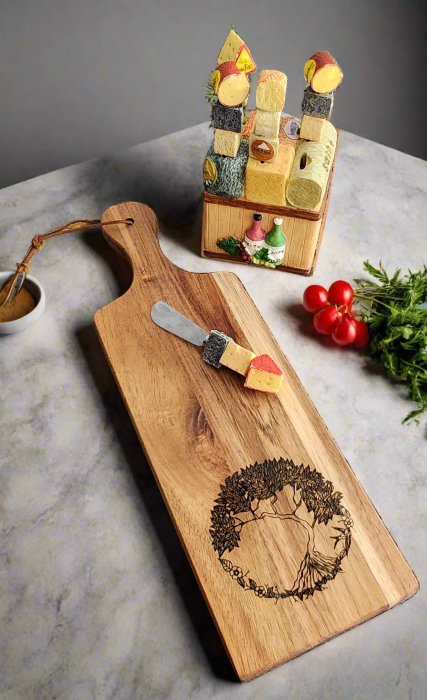 Cheese and charcuterie board laser engraved