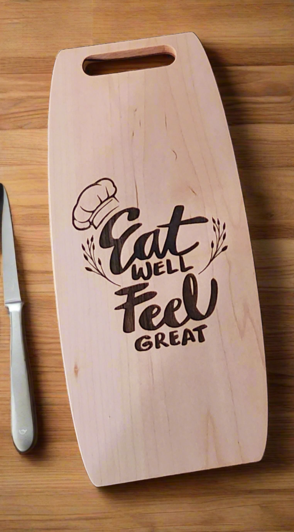 Cutting board with laser engraved